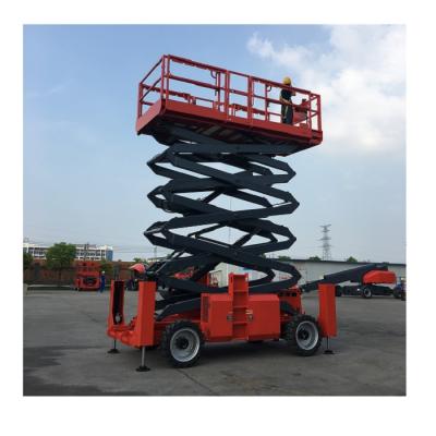 China Hotels 18M Rough Terrain Scissor Lift Maneuverable Self Propelled for sale