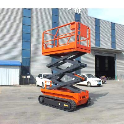 China Hotels Hydraulic Overhead Working Mobile Lift Platform Track Crawler Scissor Lift Table for sale