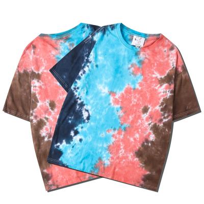 China 2021 New Fashion Anti-Wrinkle Tie Dye T-shirt Men's Short Sleeve Round Neck Cotton T-shirts Whole Sale New for sale