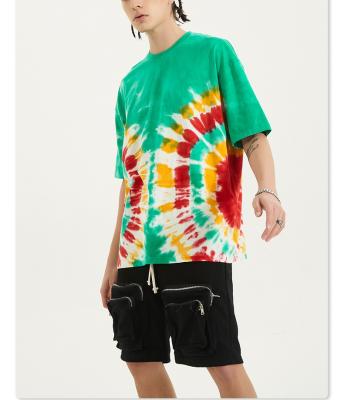 China Anti-Wrinkle Premium Men's Tie Dye T-shirt hip hop cotton streetwear T-shirts embroidery on t-shirt wholesaler for sale