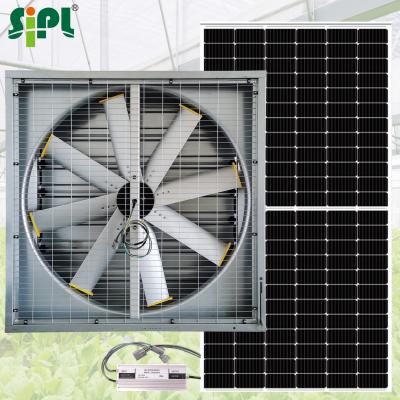 China Modern Industrial Agricultural Hotels Poultry Air Conditioner Aeration Fan Solar Power No Belt Pulley Wall Extractor Exhaust Fan for sale