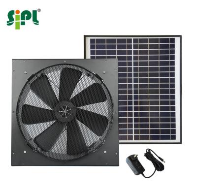 China Factory Horse Barn Ventilation Fan Small Energy Efficient Hybrid Solar Powered DC 20W Wall Air Industrial Exhaust Fan for sale