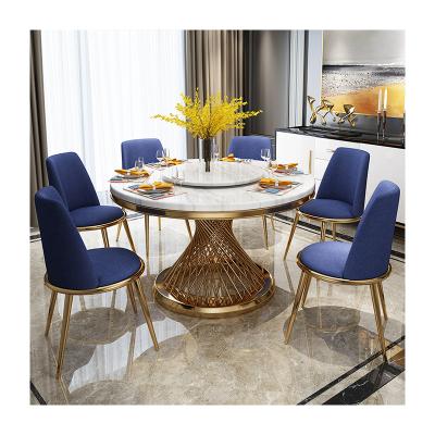 China Other Accept OEM ODM Custom Modern Luxury Marble Dining Room Furniture Dining Table Set 6 Chairs With Metal Leg for sale