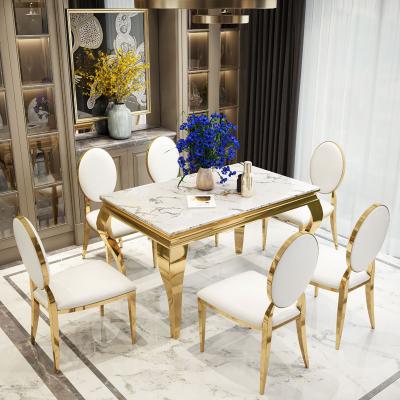 China Other Jiangqu Wholesale Modern Dining Room Furniture 6 Seater Marble Dining Table Set Dining Tables And Chairs Set for sale