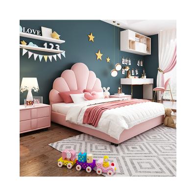 China Comfortable European Standard Kids Furniture Leather Girl Kids Bed With Storage CB57 for sale