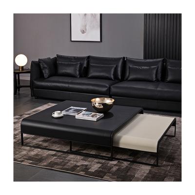 China Other Cheap Modern Iron Frame Wood Top Black Coffee Table T-078 for sale