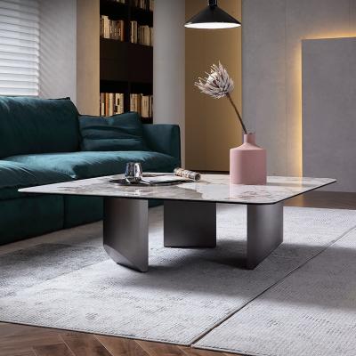 China Factory Price Convertible Modern Living Room Round Coffee Table Marble Top Gloss White Square Coffee Table for sale