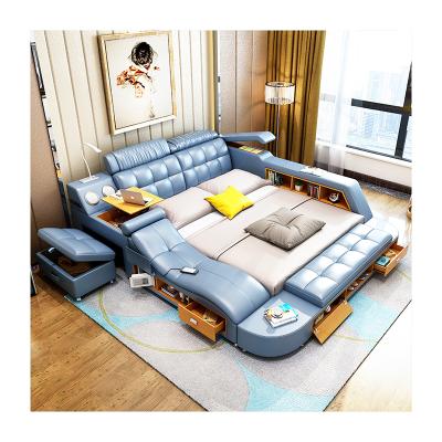 China Foldable Bed Furniture Smart Bed With Storage Massage Functions Leather Bed Sets DP017 for sale