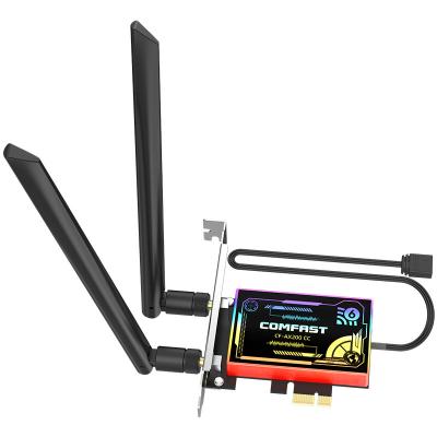 China /All in One PC Comfast CF-AX200 DC 3000Mbps Colorful PCIE Shining Light Effect Network Card Bluetooth 5.1 WiFi 6 Adapter 2*5 dBi Antennas for sale