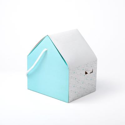 China House Shape Recyclable Hot Selling Decorative Cardboard Box With Handle Packaging Gift Paper Box for sale