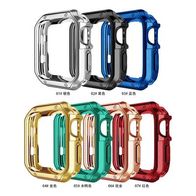 China TPU New For Apple Watch 7th Generation Protective Soft Shell TPU Mechanical Inclusive Electroplating Protective Case for sale