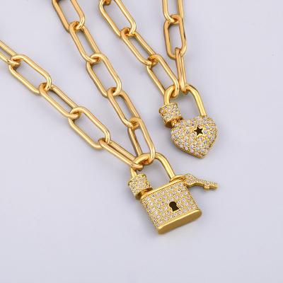 China BOHEMIA Fashion 18k Custom Diamond Lock Necklace For Women N2011215 Wholesale for sale