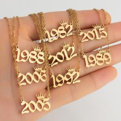 China BOHEMIA Fashion 18k Gold Number Necklace 316 Stainless Steel Necklace For Women N2102289 Wholesale for sale