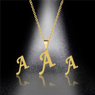 China Fashion 18k Gold Stainless Steel Gold Letter CLASSIC Necklace Sets For Man Women N2103033 for sale