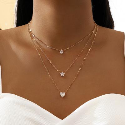 China Vintage Fashion Heart Star Pendant Necklace For Woman Jewelry Wholesale N2112341 for sale