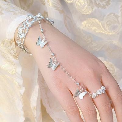 China Vintage Fashion Silver Butterfly Bracelet Ring Chain Sets For Women ND2202273 Wholesale for sale