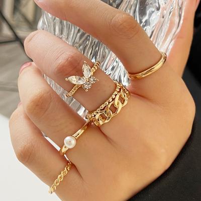 China Fashion Ring Gold CLASSIC Butterfly For Women Jewelry Set Rings Wholesale N2112346 for sale