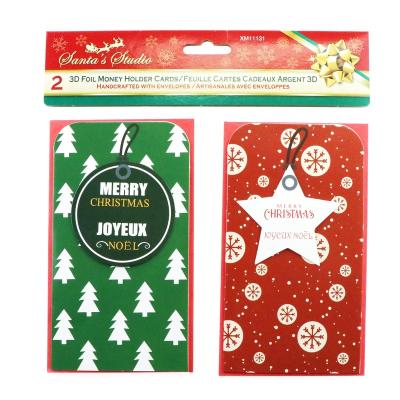 China Japan Merry Christmas Paper Gift Handmade Hot Stamping With Wallet Red Purse Envelope Slim Paper Card Holder for sale