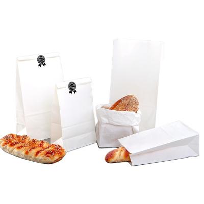 China Recycled materials wholesale logo flat bottom microware popcorn white bread cheap food grade paper bag for sale