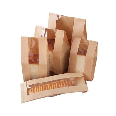 China Materials Factory Direct Recycled Window Bread Storage Food Delivery Kraft Paper Clear Bag for sale