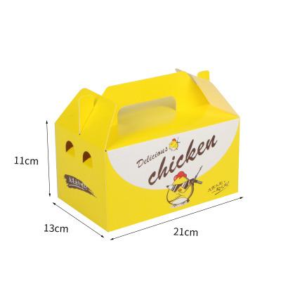 China Recycled Materials Custom Food Grade Take Away Fried Chicken Kraft Paper Box Packaging With Paper Handle for sale