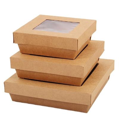 China Recycled PLA Biodegradable Paper Packaging Materials Take Away With Window Food Containers Transparent Lunch Paper Box for sale