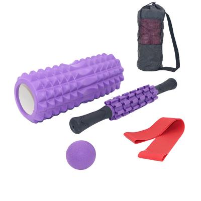 China Relax High Quality Column Massage Muscles Yoga Foam Roller Mace Roller Three-piece Fascia Stick Massage Stick For Yoga for sale