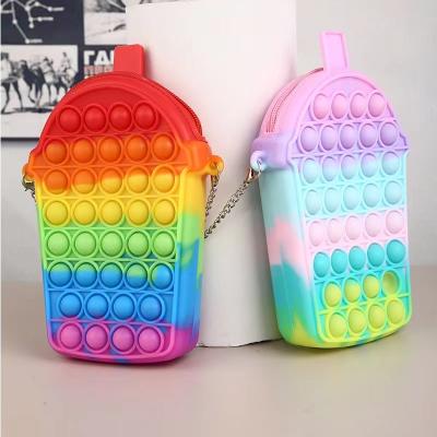 China 2021 high quality hot sales chain bag silicone fashion kids girl pop it bag for coins for sale