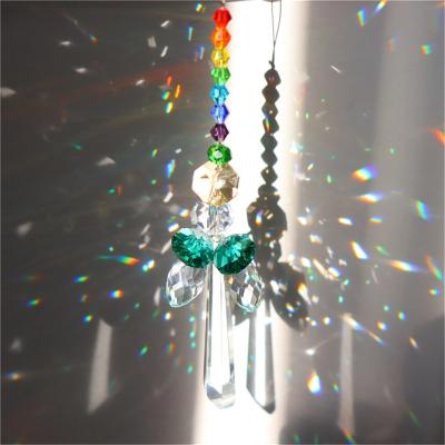 China Europe Garden Decor Window Hanging Transparent Green Pendant Crystal Shine Manufacturer Garden Decoration for sale