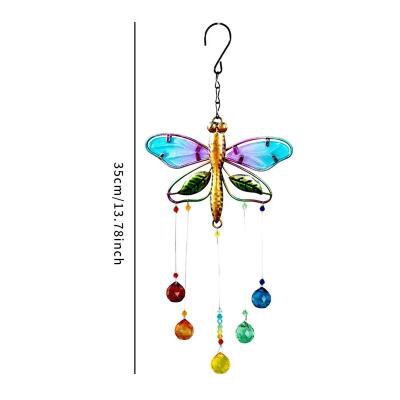 China Dropshipping Europe Garden Hanging Butterfly Home Stained Crystal Shine Ornament Decoration Transparent Prism Pendant for sale