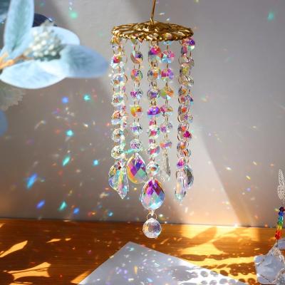 China Europe Garden Window Wedding DIY Chandelier Colorful Crystal Wind Chime Pendant Shine Outdoor Decor for sale