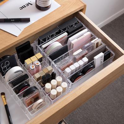 China Stocked 16 Grids Detachable Transparent Cosmetics Storage Boxes Thickened High Capacity Drawer Lipstick Classified Receiving Organizer for sale