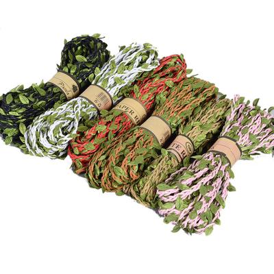 China Contemporary 10m/Vintage Wedding Party Natural Hessian Jute Twine Rope Burlap Ribbon Craft Home Decoration Artificial Leaf DIY Set for sale