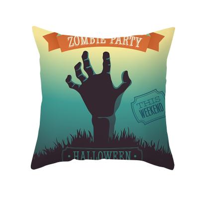 China Folded Drop Shipping Custom Halloween Pumpkin Pillow Case Happy Letters Cushion Cover Case for sale