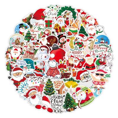 China Christmas Dropshipping Holiday Santa Claus Skateboard Suitcase Laptop Phone Case Decor 100 Pcs Christmas Stickers for sale