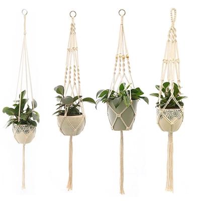 China Hand Weave Flower Pot Wall Decoration Yard Planter Hanger Garden Planter Basket Hanging Rope for Indoor Outdoor for sale