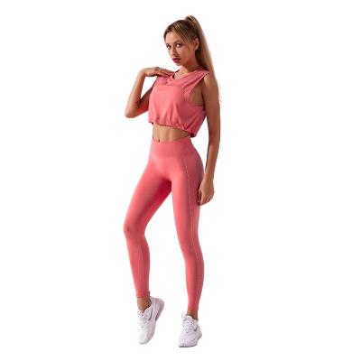 China Seamless Yoga Set Ladies Fitness Gym Wear Sports Suit Women Workout High Waist Breathable Clothing Custom Loose for sale