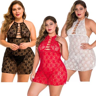 China JSMANA Viable Black All Over Babydoll Crisscross High Lace Lingerie Sexy Plunge Neck Wom Plus Size Lingerie Women's Sexy Underwear for sale