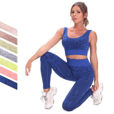 China JSMANA Breathable Fitness Sweat-wicking Butt Lift Up Seamless 2 Piece Yoga Leggings Sets Gym Set Women Yoga Set Fitness Women's Activewear for sale