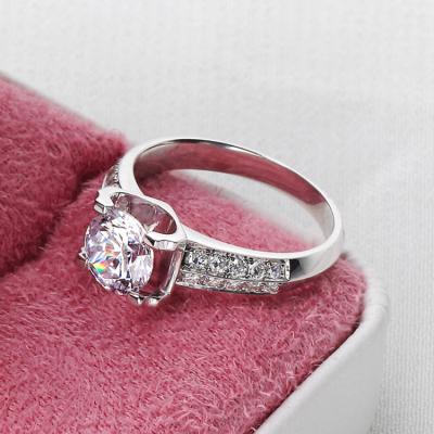 China Wholesale Fashionable Jewelry Double Row 18K White Gold Moissanite Diamond Engagement Ring for sale