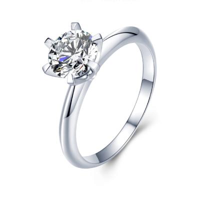 China Classic Classic Ring With 18K White Gold Six Prong With D Color VVS Moissanite High Quality Wedding Ring for sale