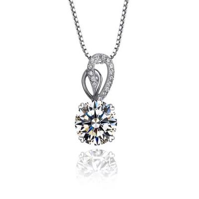 China PT950 platinum CLASSIC 1-3ct pendant round white moissanite engagement necklace for lady for sale