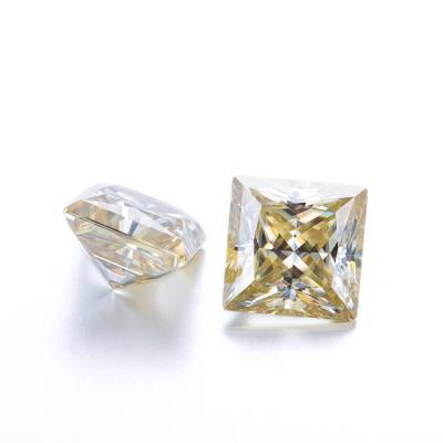 China Wholesale Price Square Set or Color Fire Form Diamond Princess Cut Synthetic Yellow Moissanite for sale