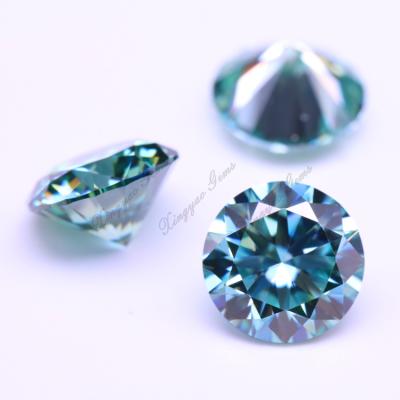 China Blue Green Color Round Game Or Fire Synthetic Moissanite Cut Gemstone Loose Prices for sale