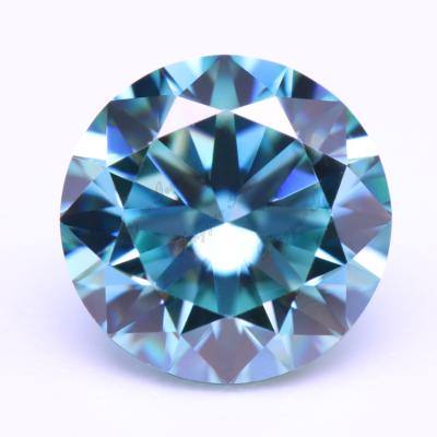 China 6.5-9 Mm Round Color Moissanite Blue Color Stone Set Or Fire For Rings for sale