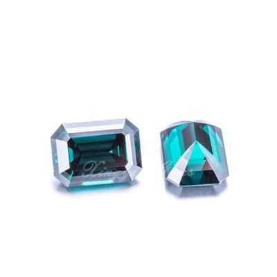 China Dark Green Loose Synthetic Emerald Cut Moissanite Fire Moissanite Color Set Or Price Per Carat for sale