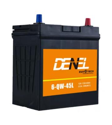 China Dense high power 12v45ah Jis maintenance free standard car battery guaranteed quality din auto 6qw45 car battery for sale