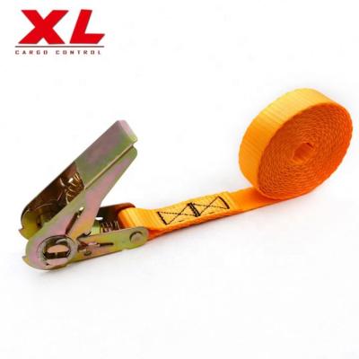 China 100% new high tenacity polyester yarn belt heavy duty tension polyester bundling truck car cargo travel lashing motorcycle transport tie down ratchet straps for sale