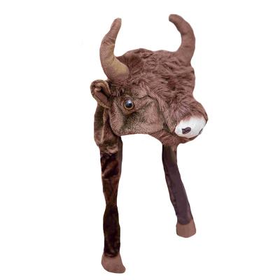 China COMMON Winter Custom Antelope Plush Cute Animal Hat Funny Bull Hats for sale