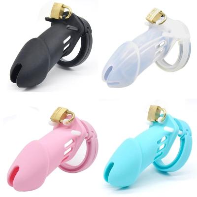 China Men Erotic Sex Toys Soft Chastity Devices Cock Cages Sex Cage With 4 Colors Long Silicone Male Chastity Cage For Men Gay for sale